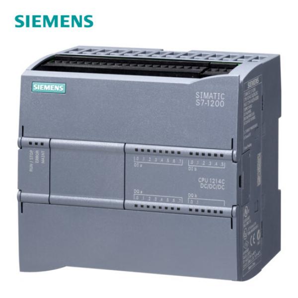 SIMATIC S7-1200, CPU 1214C, compact CPU, DC/DC/DC, onboard I/O: 14 DI 24 V DC; 10 DO 24 V DC; 2 AI 0-10 V DC, power supply: DC 20.4-28.8 V DC, program/data memory 150 KB