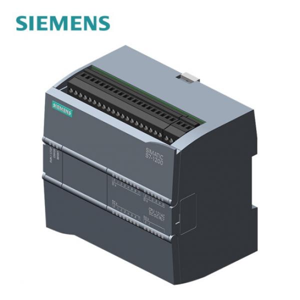 SIMATIC S7-1200, CPU 1214C, compact CPU, DC/DC/relay, onboard I/O: 14 DI 24 V DC; 10 DO relay 2 A; 2 AI 0-10 V DC, power supply: DC 20.4-28.8 V DC, program/data memory 150 KB